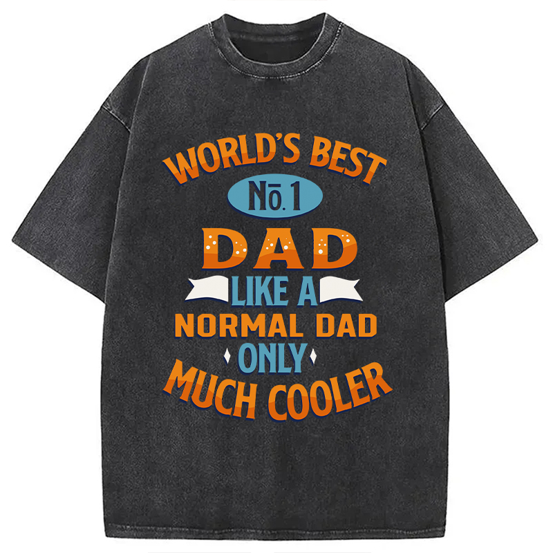 Modecanvas Worlds Best No 1 Dad DTG Printing Washed T-Shirt