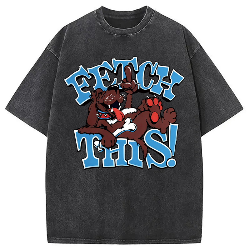 Modecanvas Vintage 90s Fetch Dog DTG Printing Washed T-Shirt