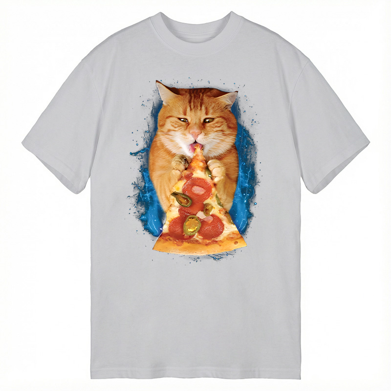 Modecanvas Pizza Cat DTG Printing Classic T-Shirt-modecanvas