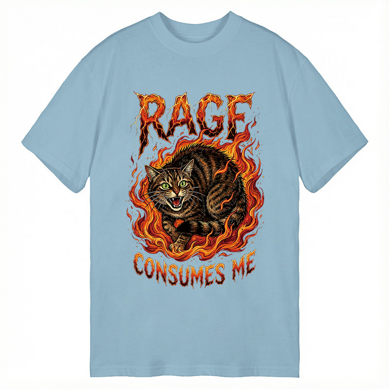 Modecanvas Rage Consumes Me Angry Cat Meme DTG Printing Classic T-Shirt-modecanvas