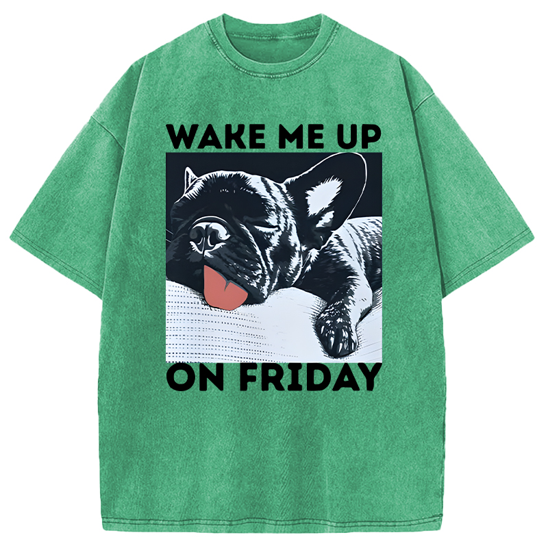 Modecanvas Wake Me Up On Friday DTG Printing Washed T-Shirt