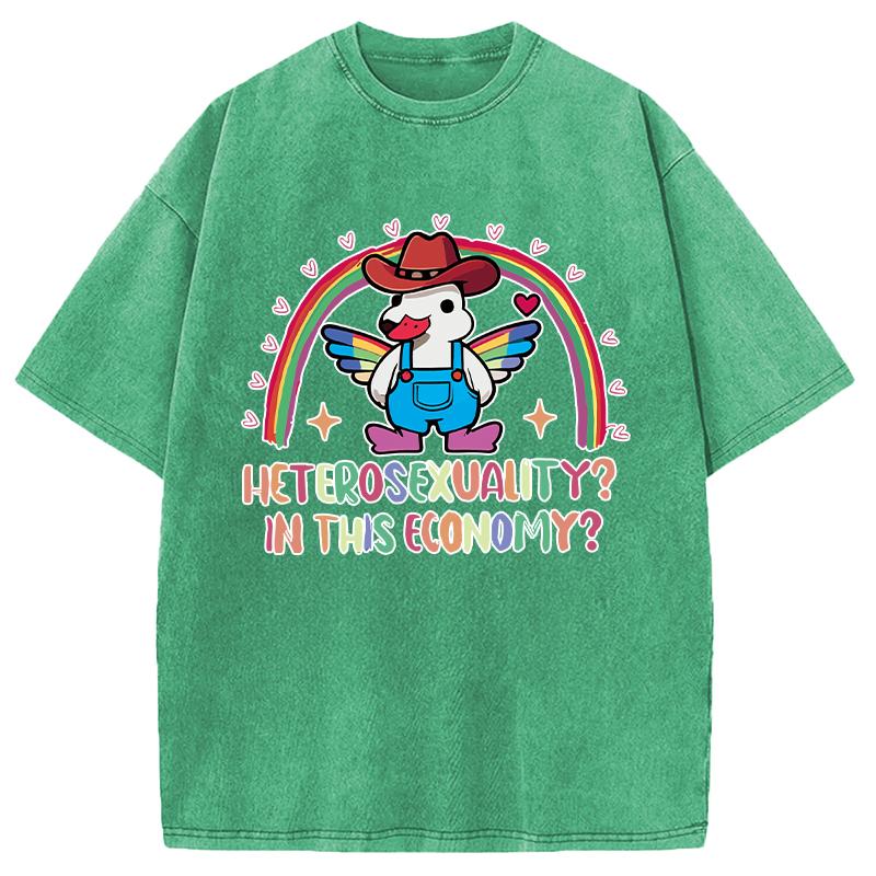 Modecanvas Duck Says No To Heteronormativity DTG Printing Washed T-Shirt