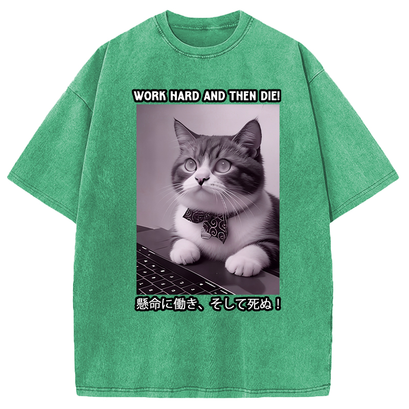 Modecanvas Work Hard And Then Die DTG Printing Washed T-Shirt