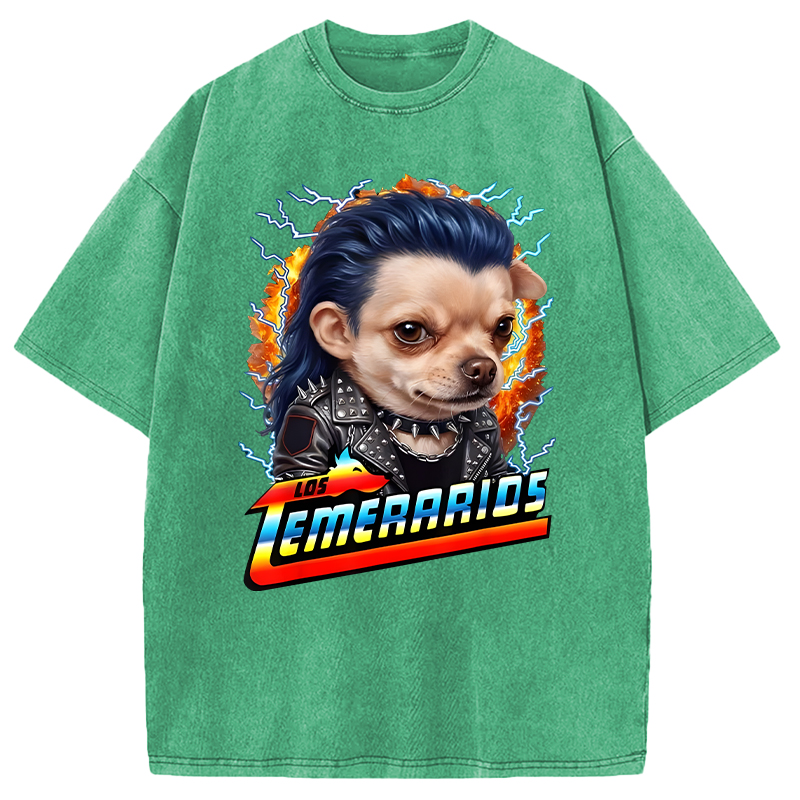 Modecanvas Los Temerarios Funny Dog Meme DTG Printing Washed T-Shirt
