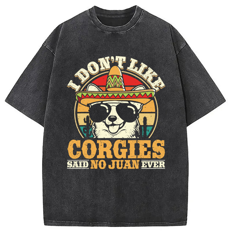 Modecanvas Mexican Corgi Dog DTG Printing Washed T-Shirt