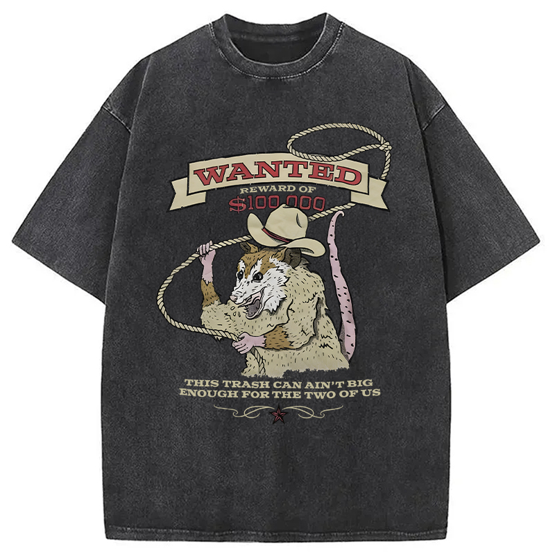 Modecanvas Wanted Cowboy Opossum DTG Printing Washed T-Shirt