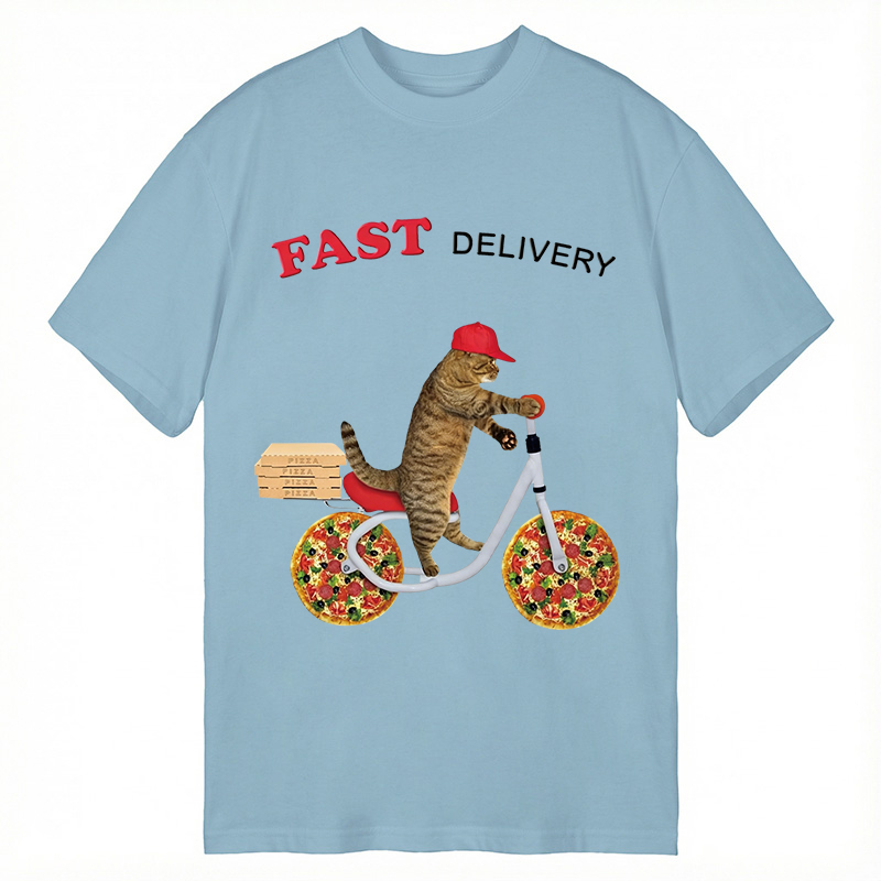 Modecanvas Cat Delivery Food DTG Printing Classic T-Shirt-modecanvas