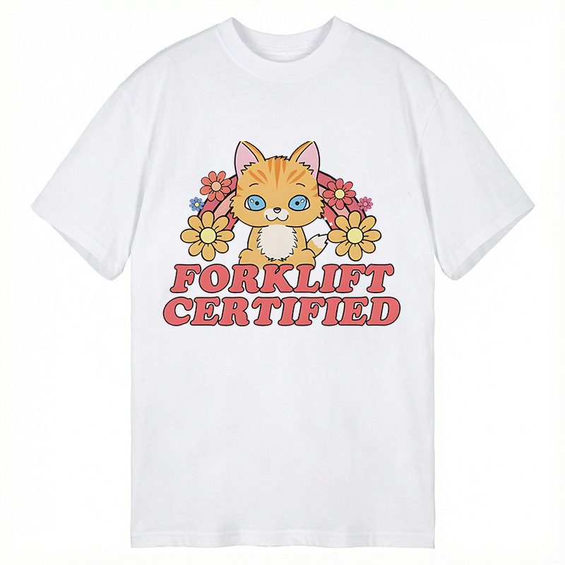 Modecanvas Forklift Certified Cat Meme DTG Printing Classic T-Shirt-modecanvas