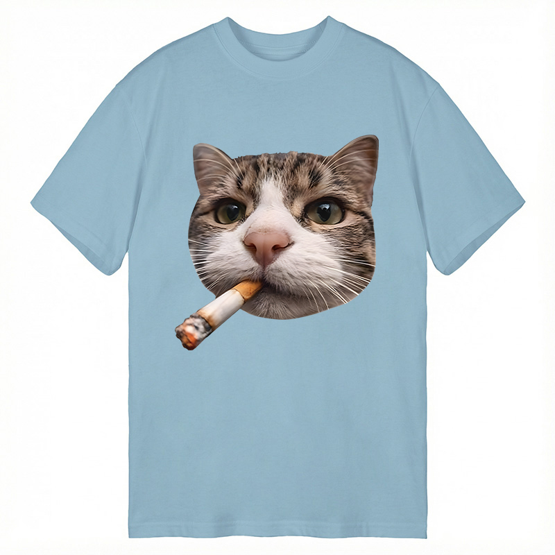 Modecanvas Smoking Cat Meme DTG Printing Classic T-Shirt-modecanvas