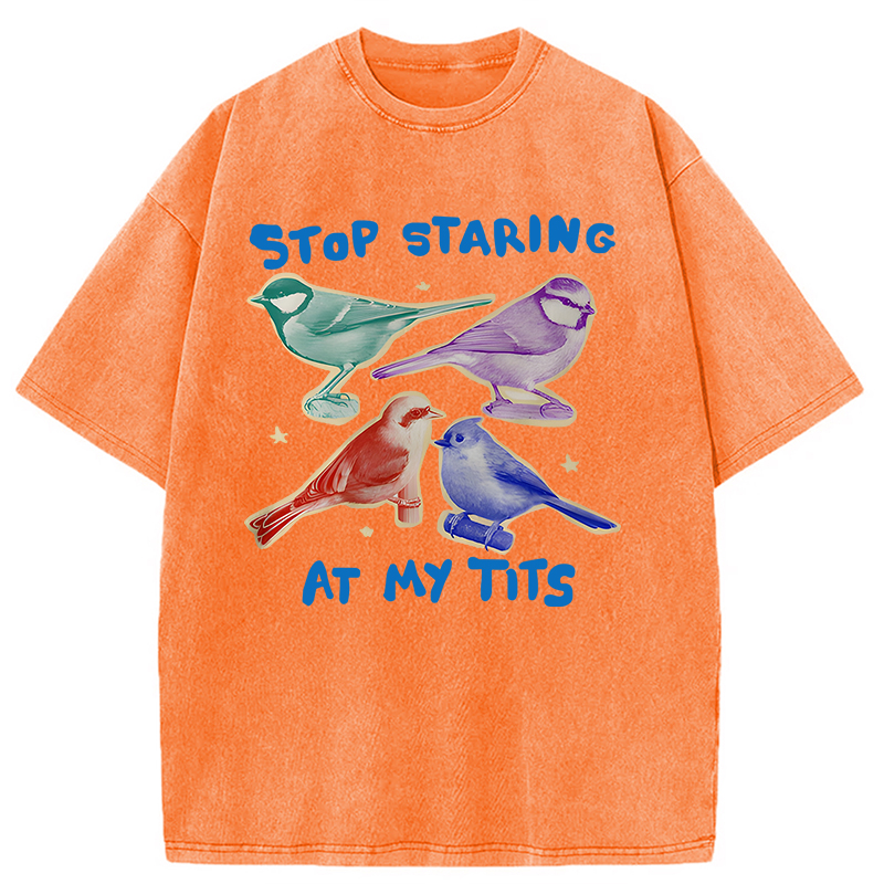 Modecanvas Stop Staring At My Tits DTG Printing Washed T-Shirt