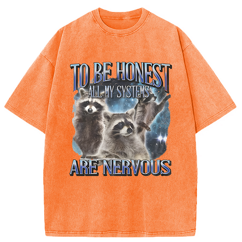 Modecanvas To Be Honest All My Systems Are Nervous DTG Printing Washed T-Shirt