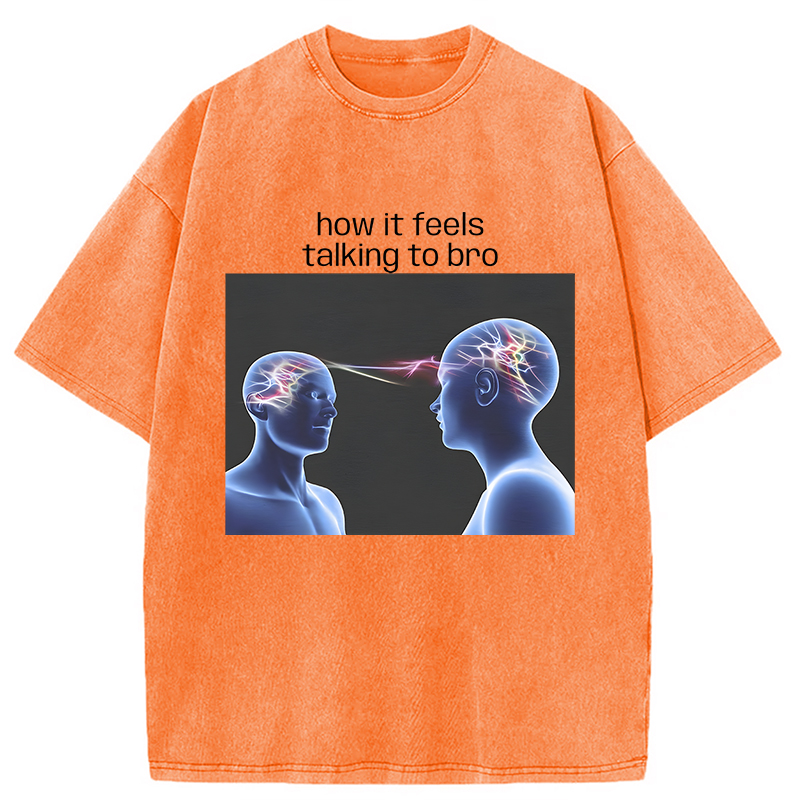 Modecanvas How It Feels Talking To Bro Brainrot Meme DTG Printing Washed T-Shirt