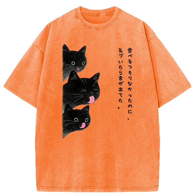 Modecanvas Cats Who Forgot They Stuck Tongues Out DTG Printing Washed T-Shirt