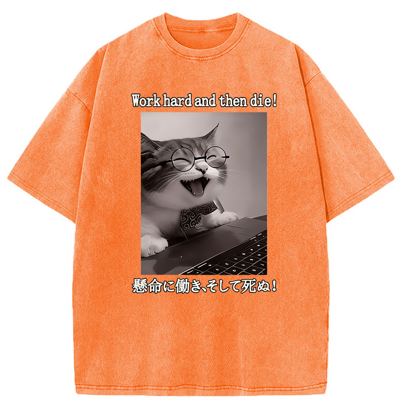 Modecanvas Work Hard And Then Die DTG Printing Washed T-Shirt