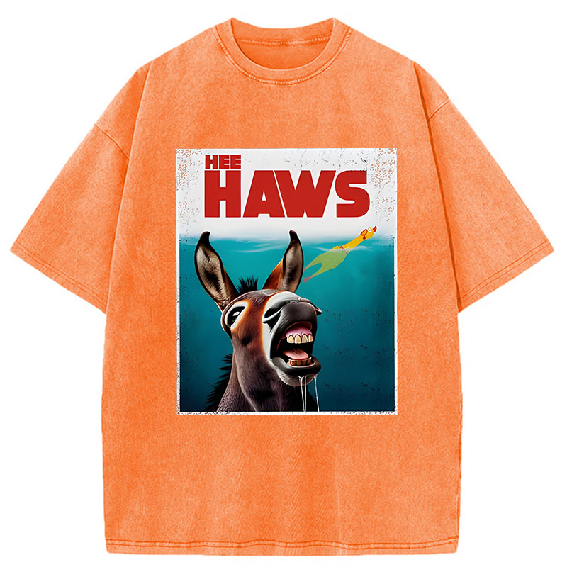 Modecanvas Funny Donkey And Rubber Chicken DTG Printing Washed T-Shirt