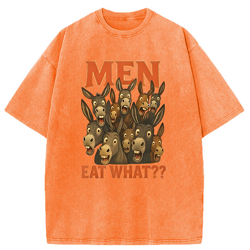Modecanvas Men Eat What? Donkey DTG Printing Washed T-Shirt