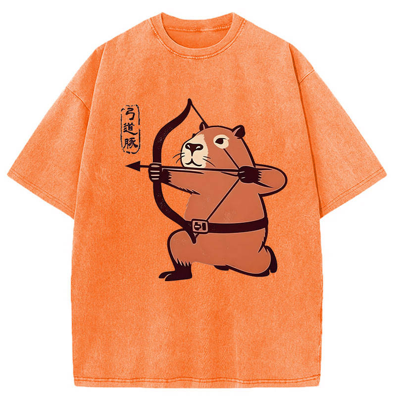 Modecanvas The Capybara Archer DTG Printing Washed T-Shirt
