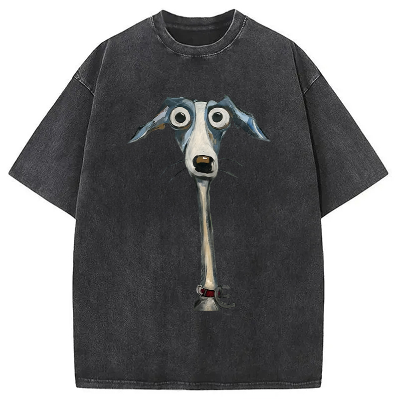 Modecanvas Funny Dog Art DTG Printing Washed T-Shirt