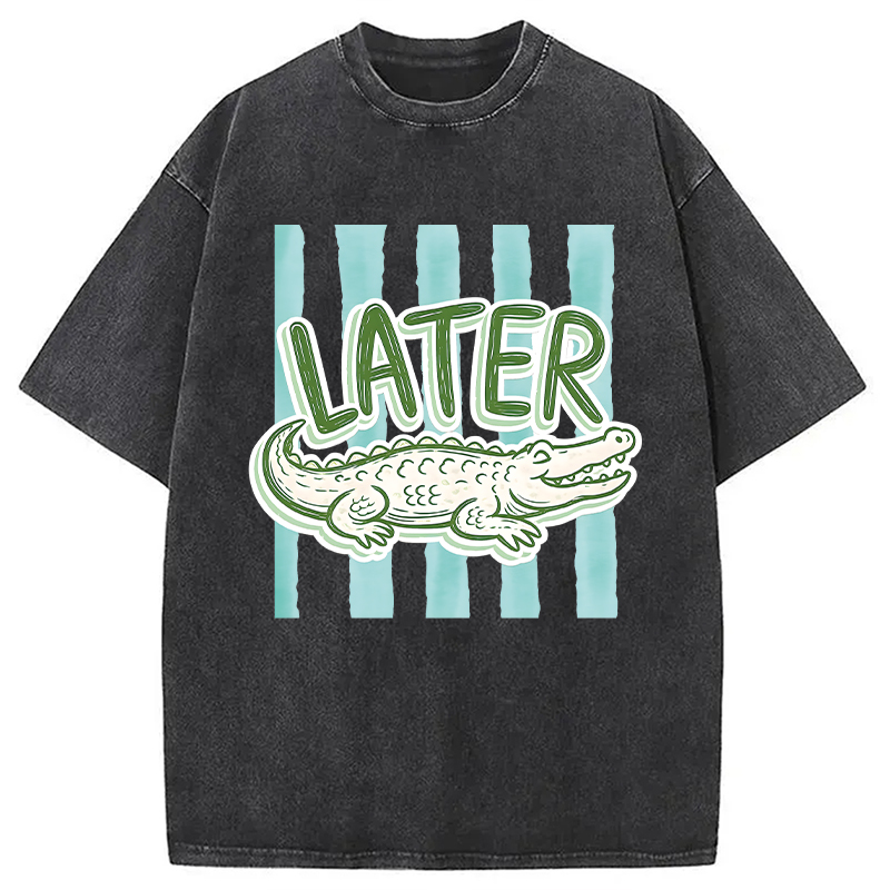 Modecanvas After While Crocodile DTG Printing Washed T-Shirt