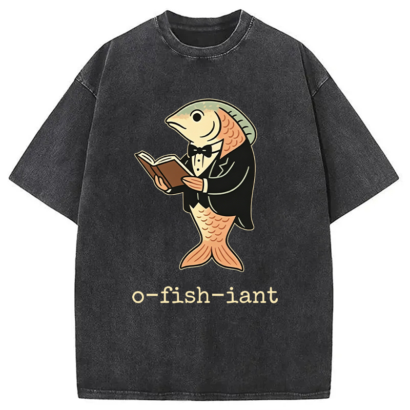 Modecanvas Fisherman O-fish-iant DTG Printing Washed T-Shirt