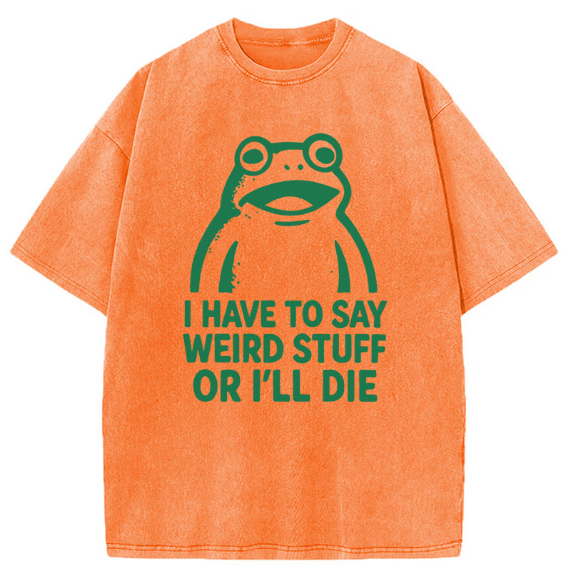 Modecanvas Weird Frog Funny Meme DTG Printing Washed T-Shirt