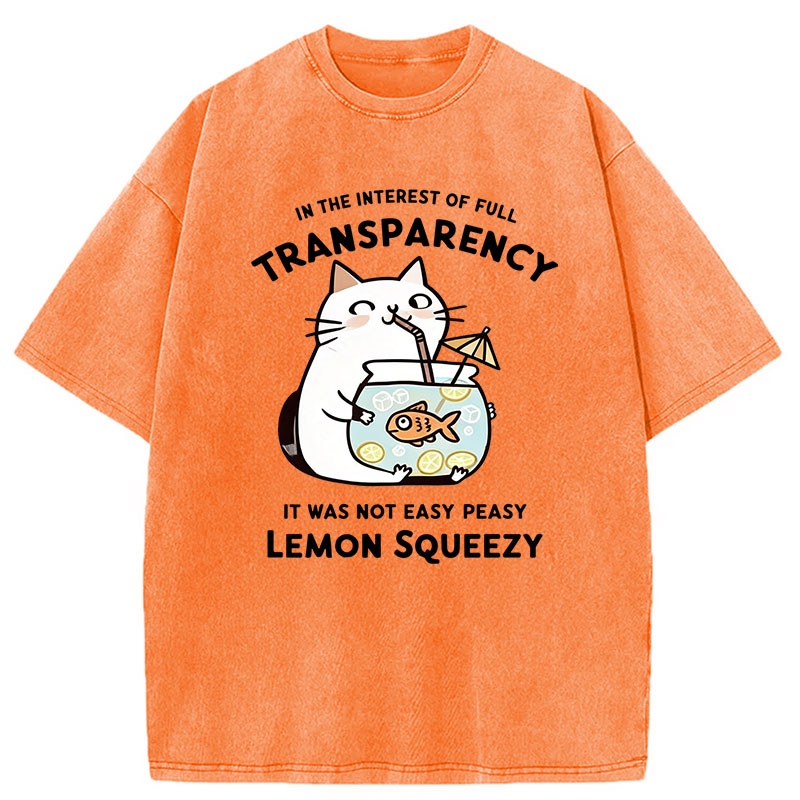 Modecanvas Cat Stealing Fishbowl Lemonade DTG Printing Washed T-Shirt