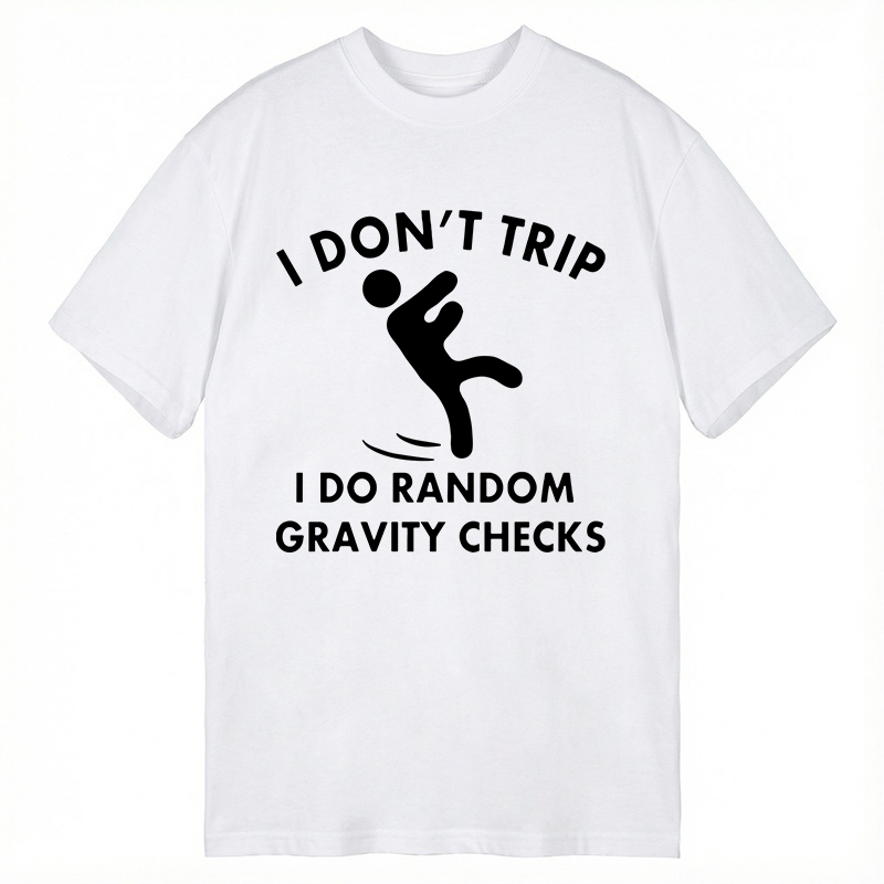 Modecanvas Random Gravity Checks Funny DTG Printing Classic T-Shirt-modecanvas