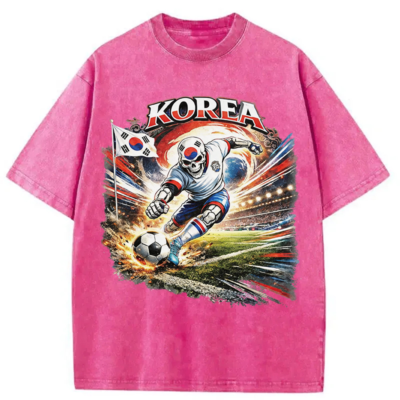 Modecanvas Korea Soccer Vintage DTG Printing Washed T-Shirt