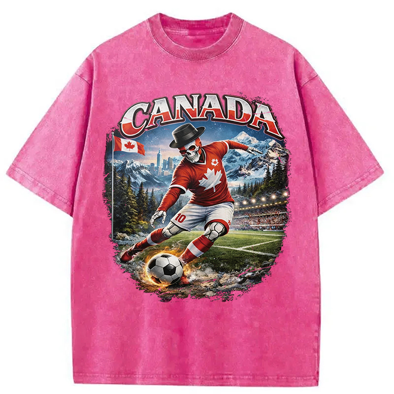 Modecanvas Canada Soccer Vintage DTG Printing Washed T-Shirt