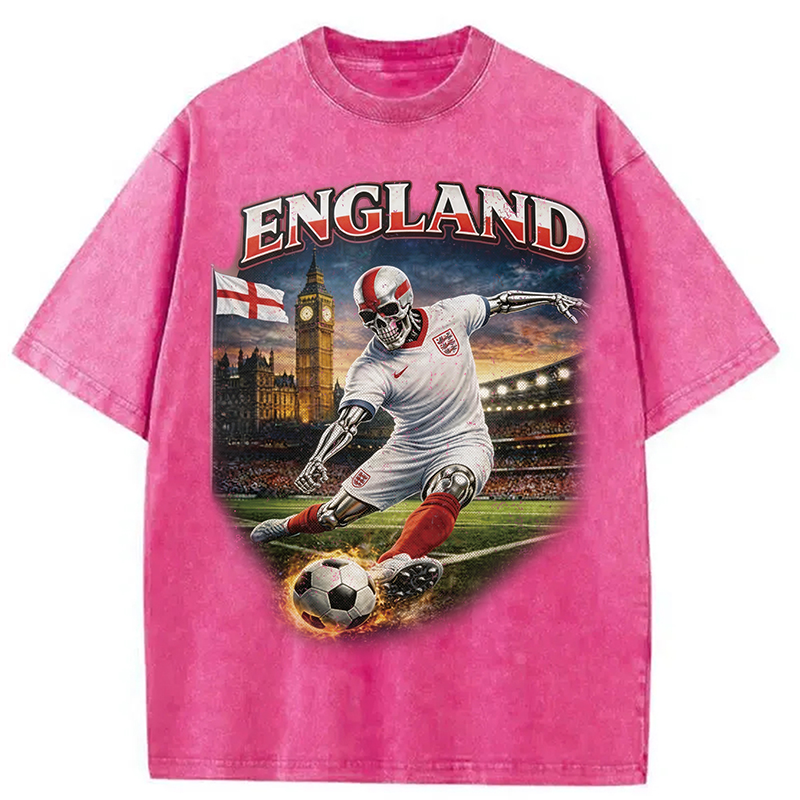 Modecanvas England Soccer DTG Printing Washed T-Shirt