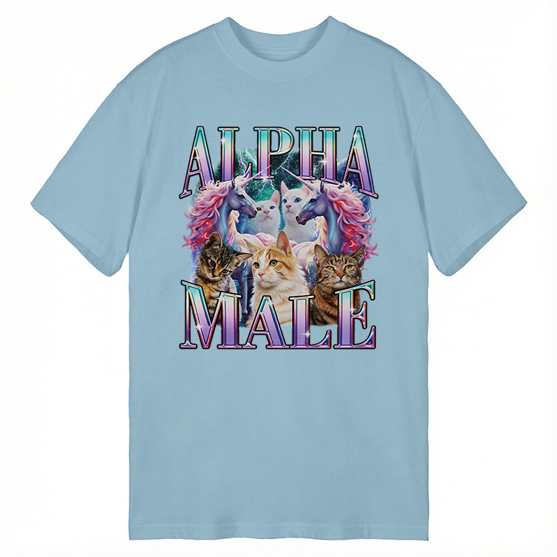 Modecanvas Alpha Male Unicorn Cat DTG Printing Classic T-Shirt-modecanvas