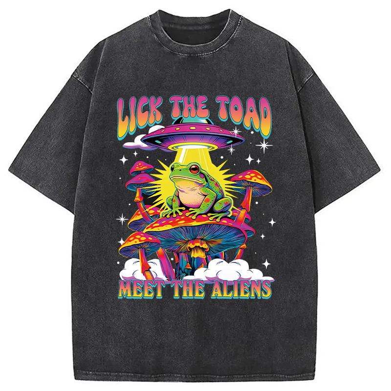 Modecanvas Lick The Toad DTG Printing Washed T-Shirt