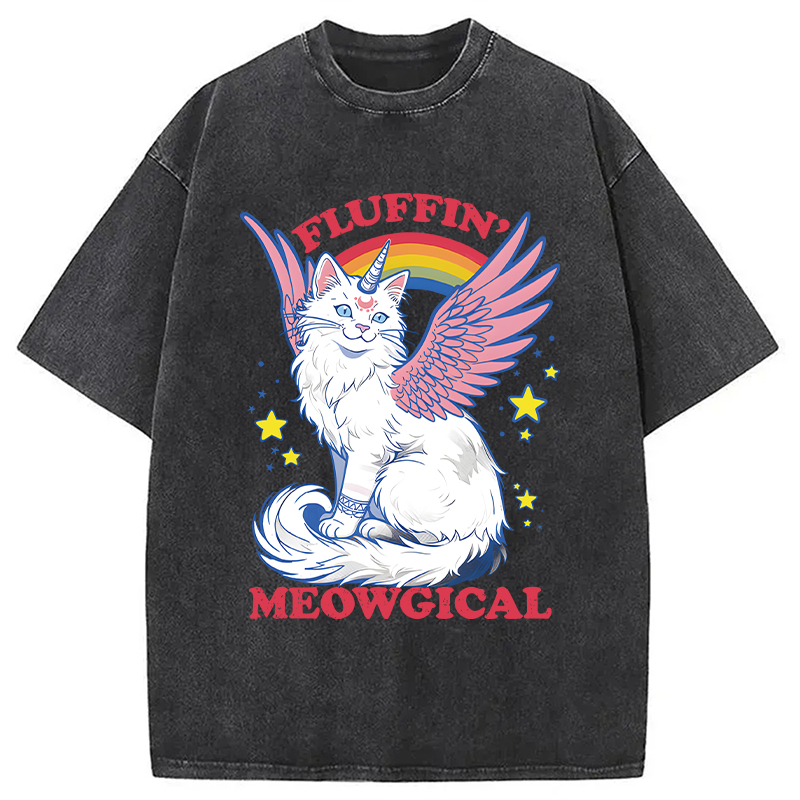 Modecanvas Fluffin Meowgical DTG Printing Washed T-Shirt