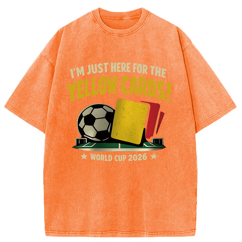 Modecanvas Funny Yellow Card Soccer DTG Printing Washed T-Shirt