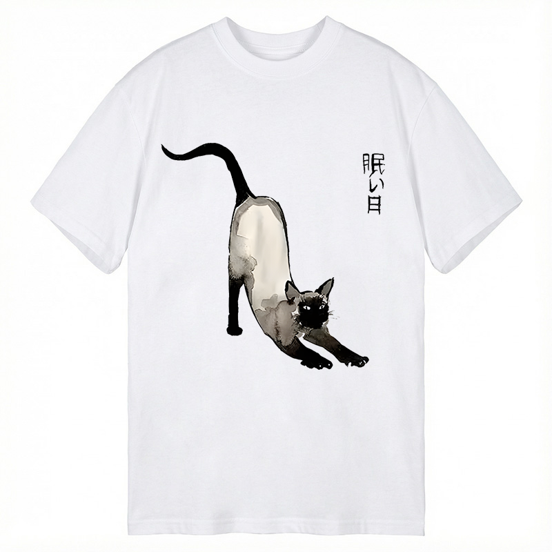 Modecanvas Japanese Siamese Cat DTG Printing Classic T-Shirt-modecanvas