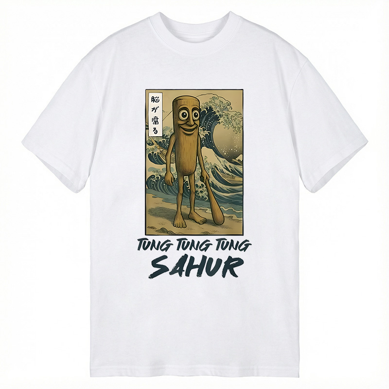 Modecanvas Tung Tung Tung Sahur Funny Italian Brainrot Meme DTG Printing Classic T-Shirt-modecanvas
