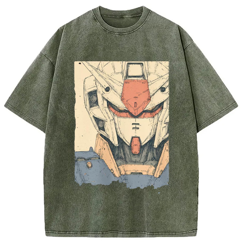 Modecanvas Hand-Drawn Mecha Robot Washed T-Shirt