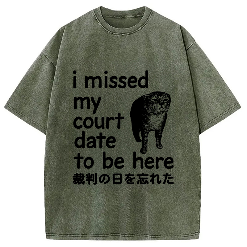 Modecanvas Funny Forgetful Cat Washed T-Shirt