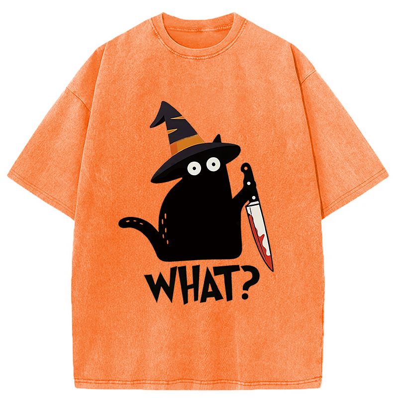 Modecanvas Halloween Back Cat Washed T-Shirt
