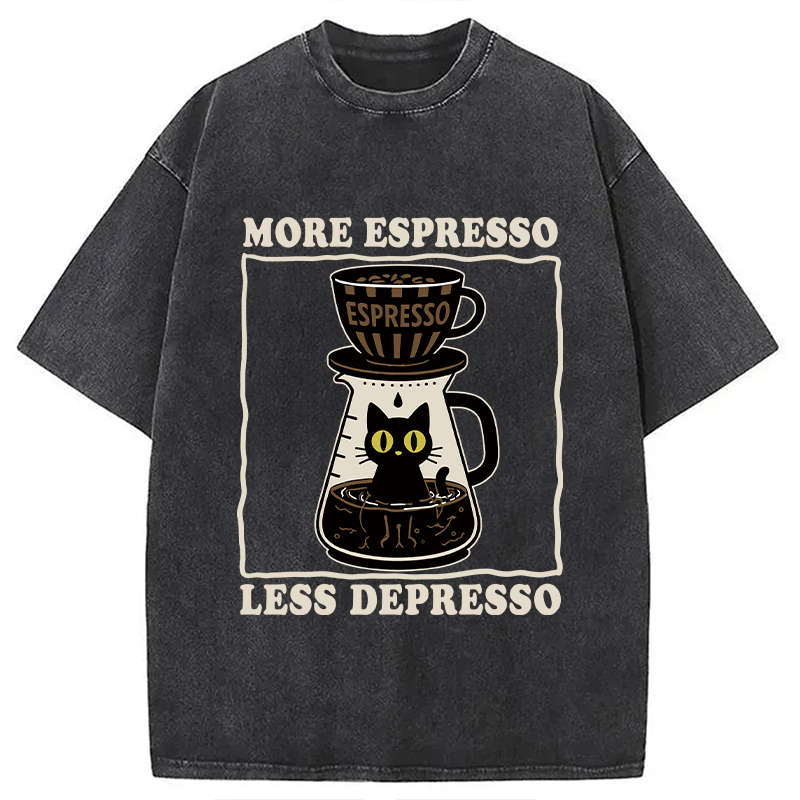 Modecanvas Cats And Coffee Washed T-Shirt