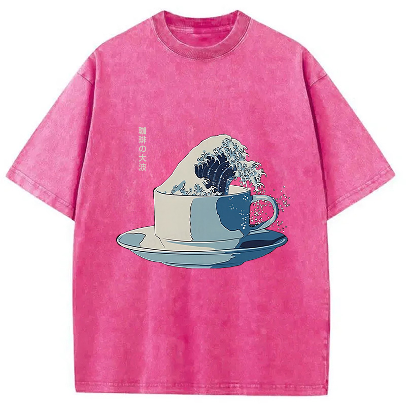Modecanvas Retro Teacup Wave Washed T-Shirt