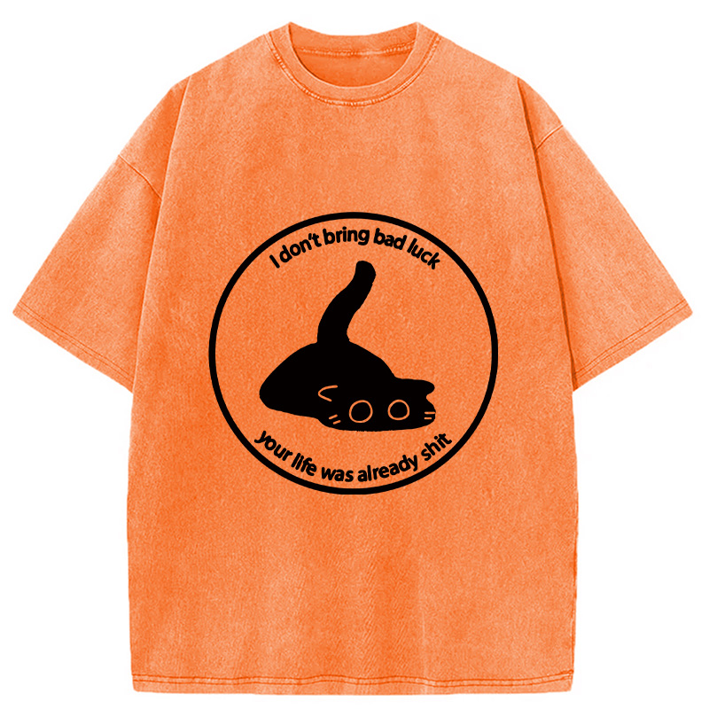 Modecanvas Cat Are Not The Source Of Bad Luck Washed T-Shirt