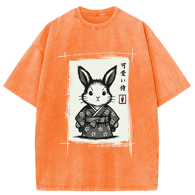 Modecanvas Woodcut Bunny Washed T-Shirt