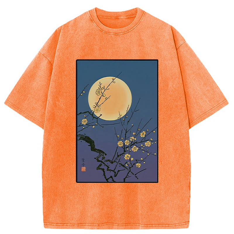 Modecanvas Vintage Moon Painting Washed T-Shirt
