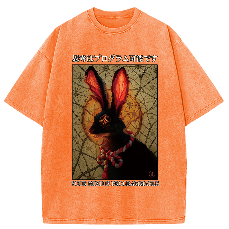 Modecanvas Funny Mind Is Programmable Rabbit Washed T-Shirt