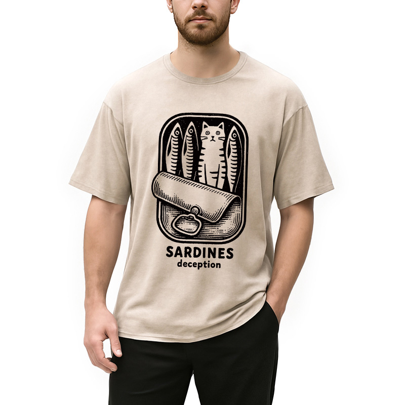 Modecanvas Funny Can Of Sardines Washed T-Shirt