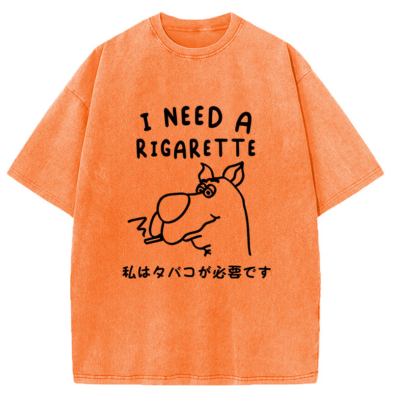 Modecanvas I Need a Rigarette Washed T-Shirt