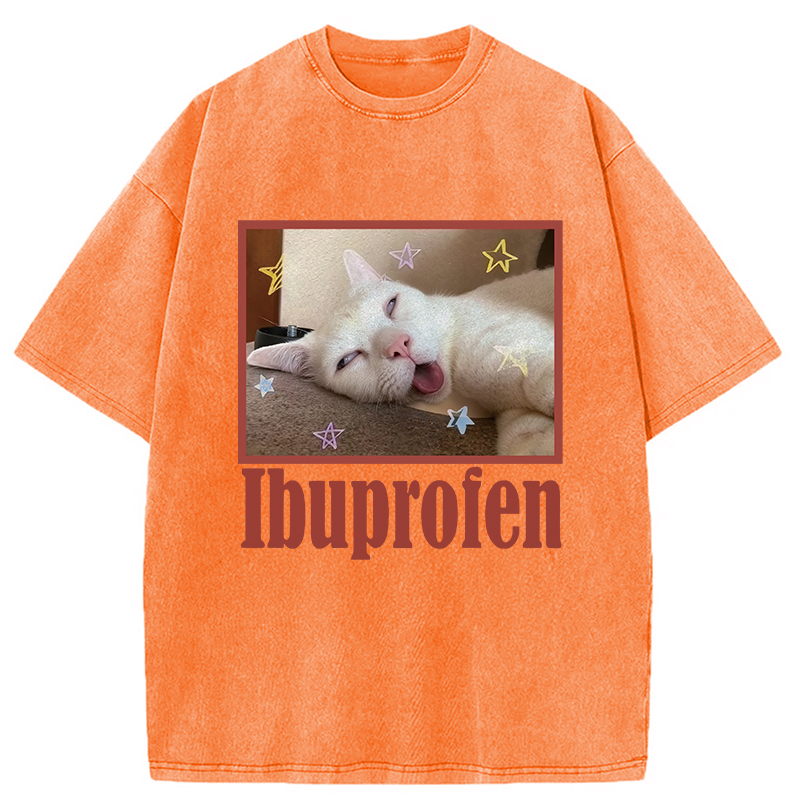 Modecanvas Buprofen Cat Meme Washed T-Shirt