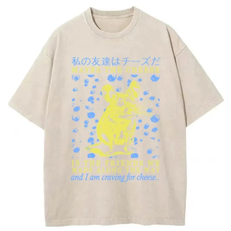 Modecanvas My Friend Is Cheese Washed T-Shirt