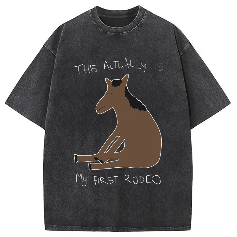 Modecanvas This Actually is My First Rodeo Washed T-Shirt